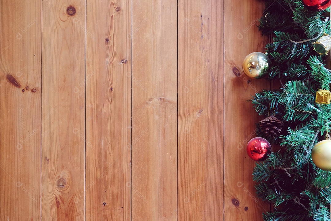 Fundo rústico do Natal, ornamentos