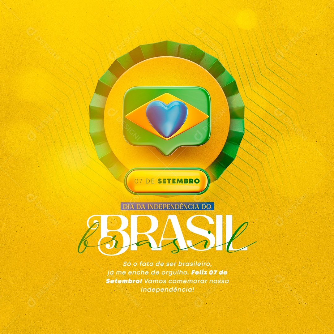 Ser brasileiro me encher de orgulho Dia da Independência do Brasil Social Media PSD Editável