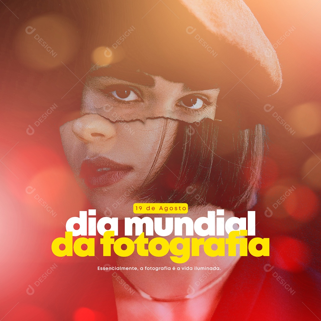Essencialmente a fotografia é a vida iluminada Dia Mundial Da Fotografia Social Media PSD Editável