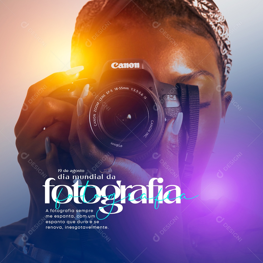 Dia mundial da Fotografia 19 de agosto Social Media PSD Editável