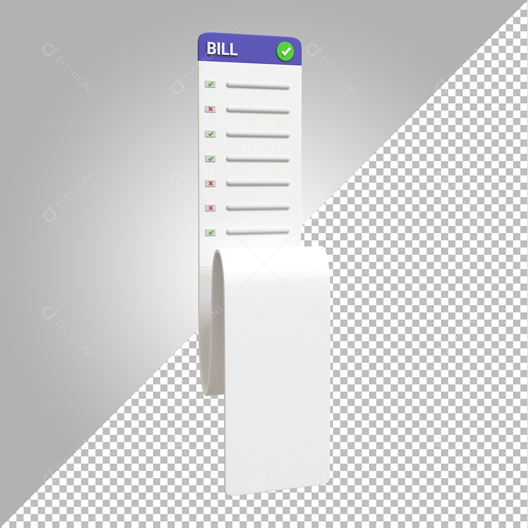 Recibo de conta de pagamento online Ilustração 3D PSD