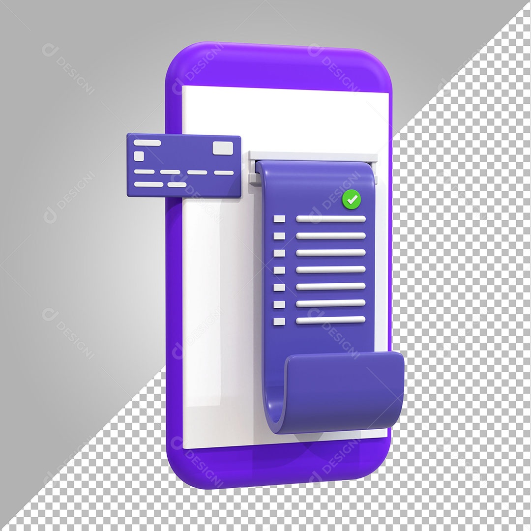 Recibo de transação de pagamento online Ilustração 3D PSD