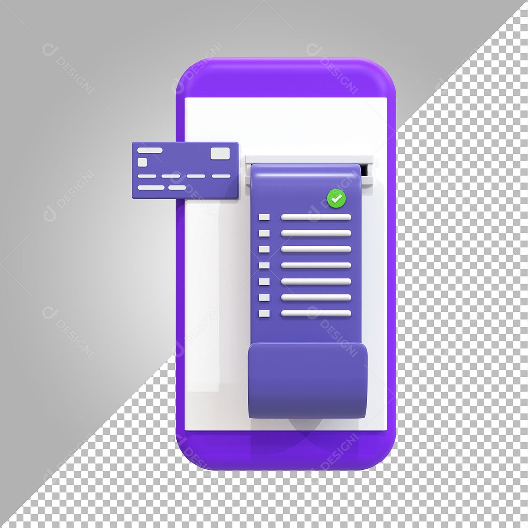 Recibo de transação de pagamento online Ilustração 3D PSD