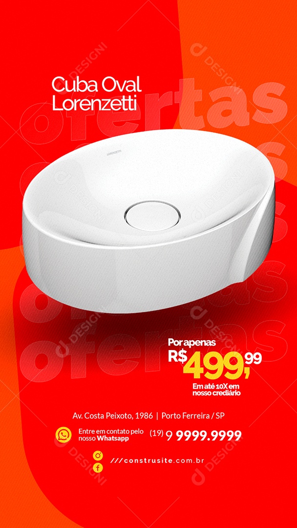 Story Cuba Oval Lorenzetti Materiais De Construção Social Media PSD Editável