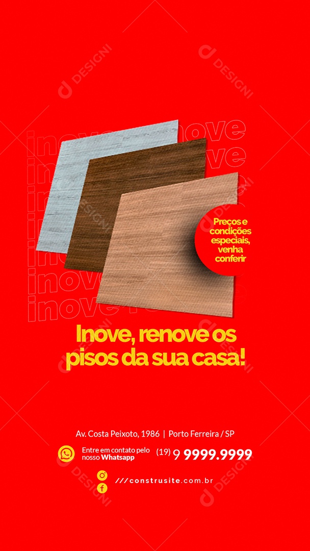 Story Inove renove os pisos da sua casa Materiais De Construção Social Media PSD Editável