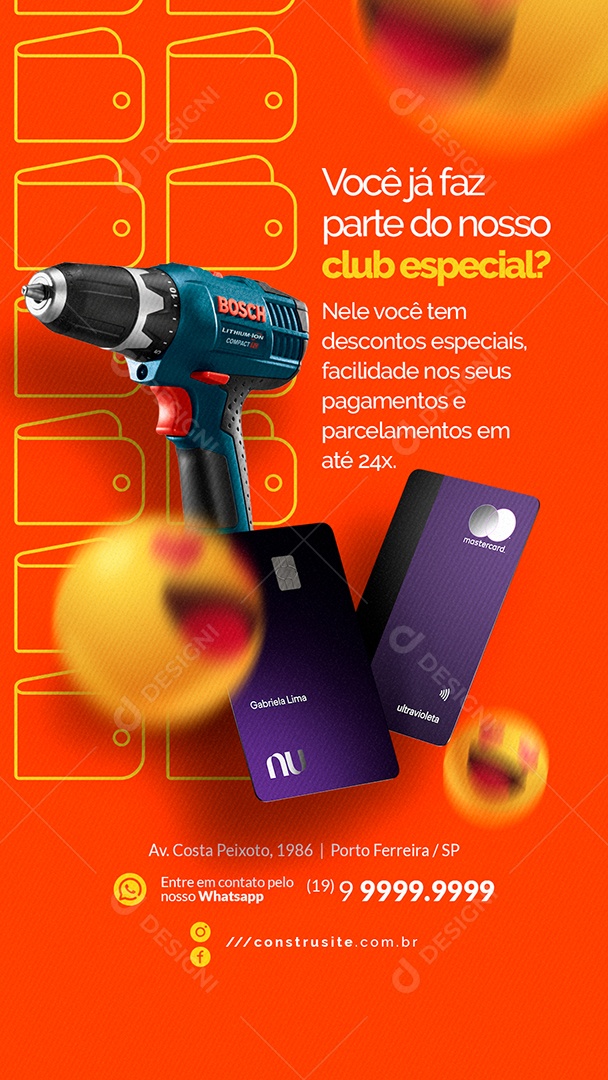 Story Você já faz parte do nosso club especial Materiais De Construção Social Media PSD Editável