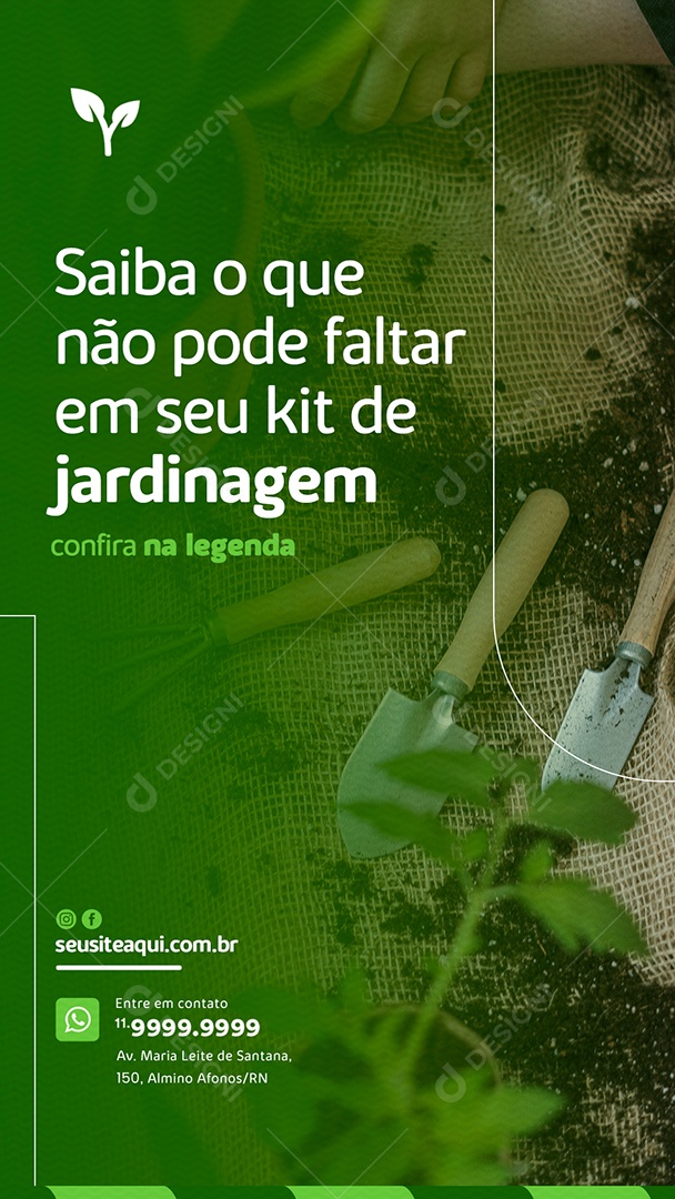Story Saiba o que não pode faltar em seu kit de Jardinagem Social Media PSD Editável
