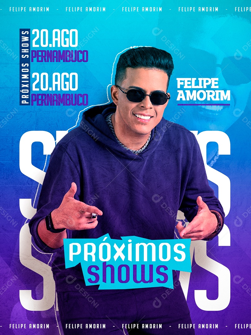Flyer Próximos Shows Felipe Amorim Social Media PSD Editável
