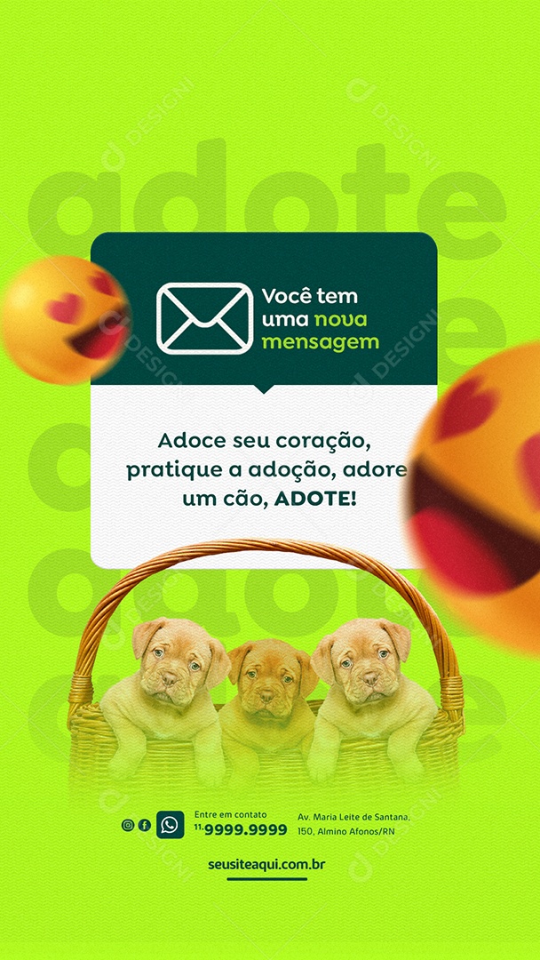 Story Você tem uma nova mensagem Pet Shop Social Media PSD Editável