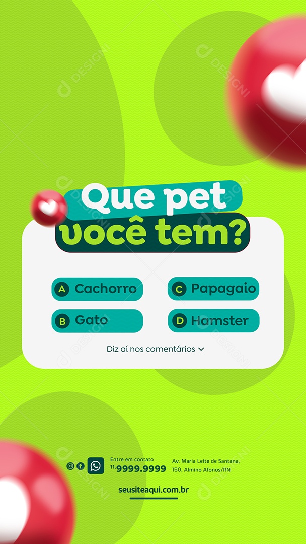 Story Que pet você tem Pet Shop Social Media PSD Editável