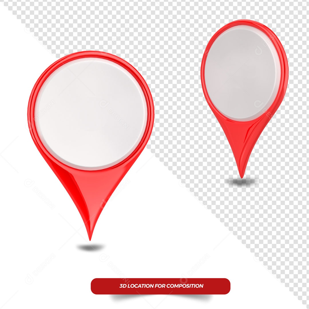 Ícone 3D Localização Vermelho PSD