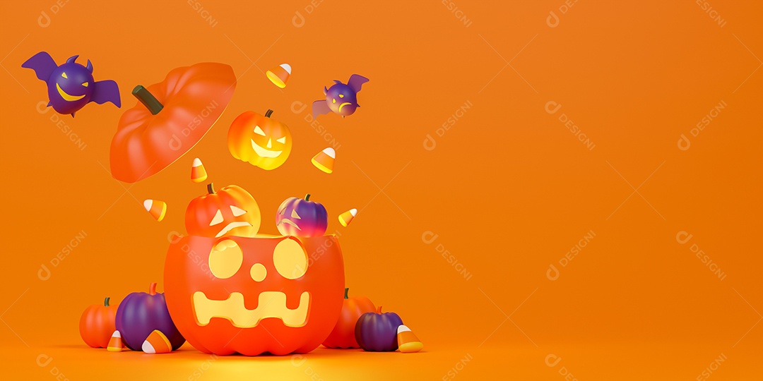 Renderização 3D Fundo decoração halloween