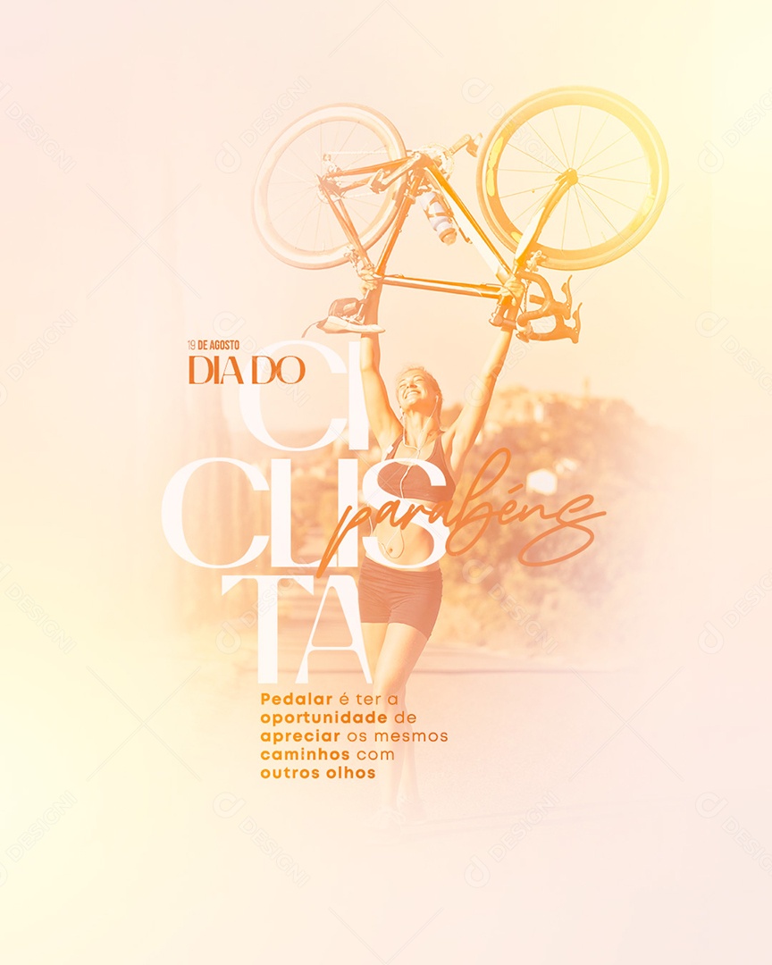 Pedalar é ter a oportunidade de apreciar os mesmo caminhos Dia do Ciclista Social Media PSD Editável