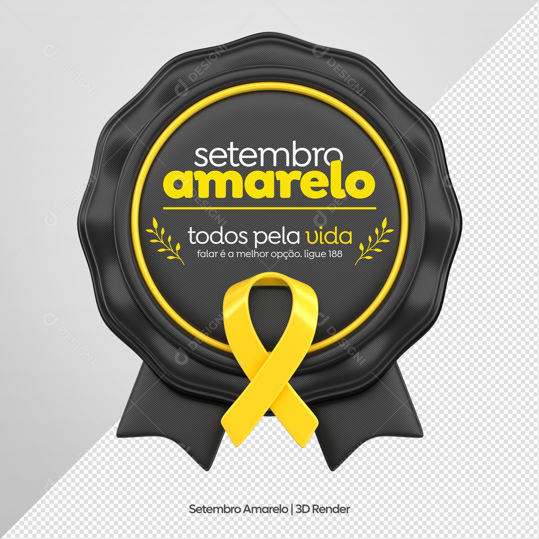 Selo 3D Para Composição Setembro Amarelo Social Media PSD Editável