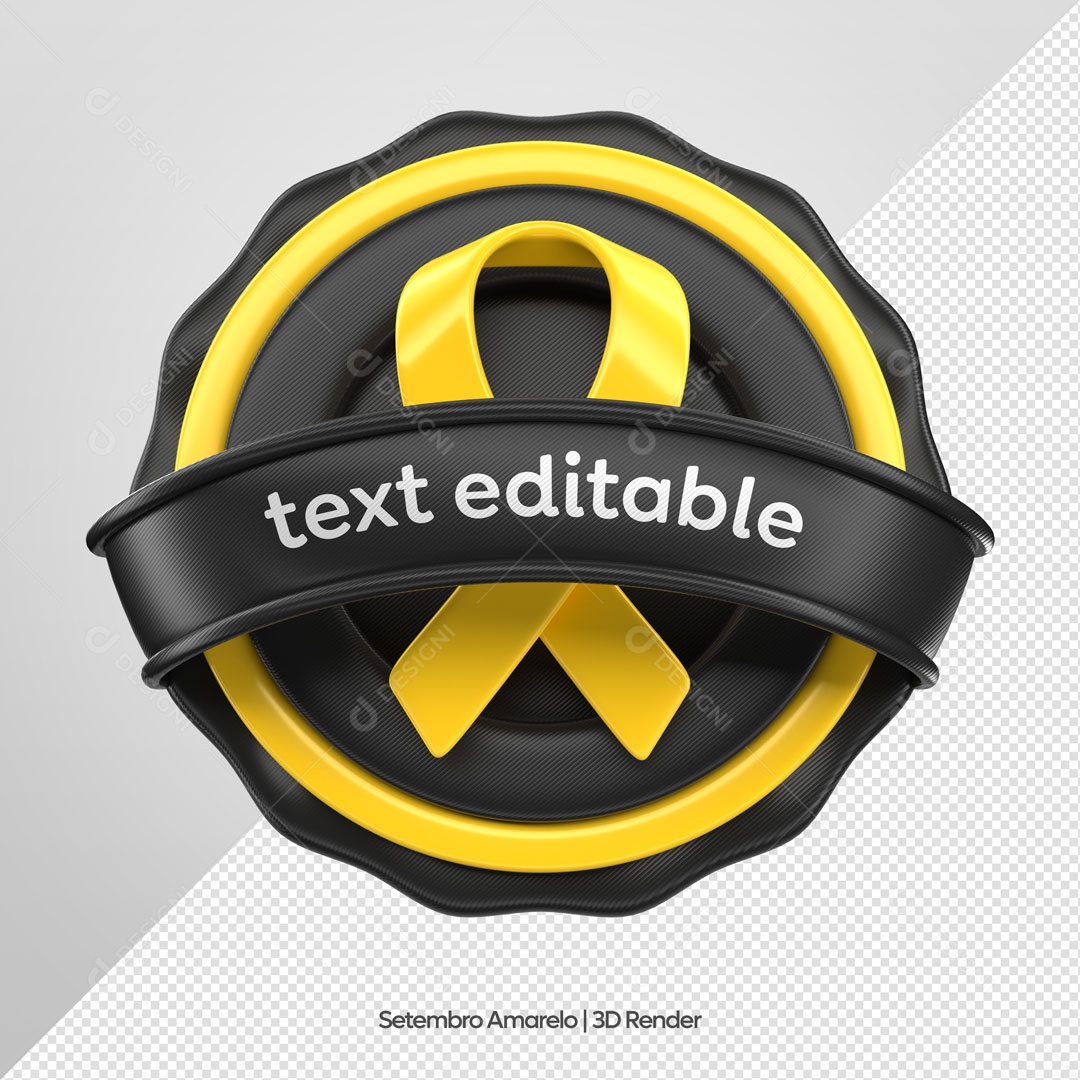 Selo 3D Para Composição Setembro Amarelo Texto Editável Social Media PSD
