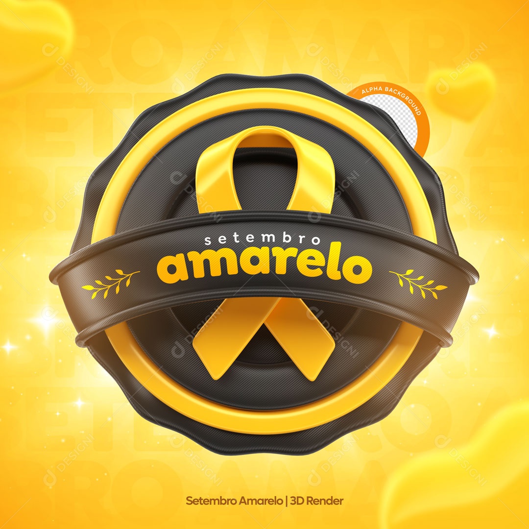 Selo 3D Para Composição Setembro Amarelo Social Media PSD Editável