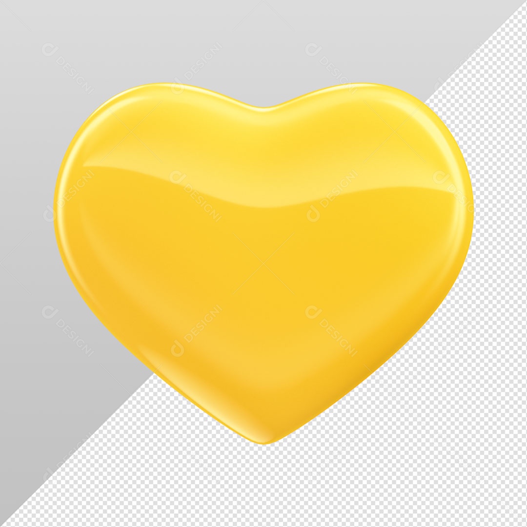 Elemento 3D Para Composição Coração Amarelo PSD