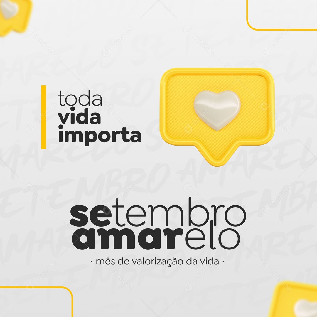 Toda Vida Importa Setembro Amarelo Social Media PSD Editável