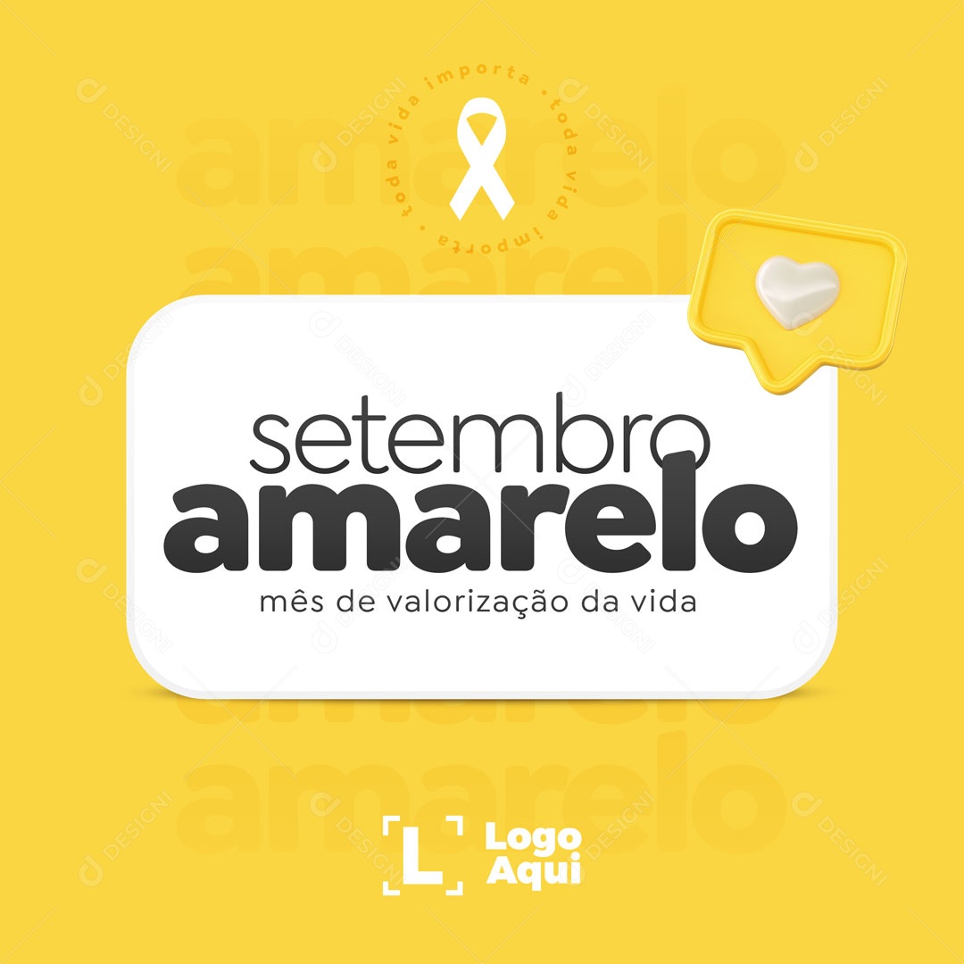 Toda Vida Importa Setembro Amarelo Social Media PSD Editável