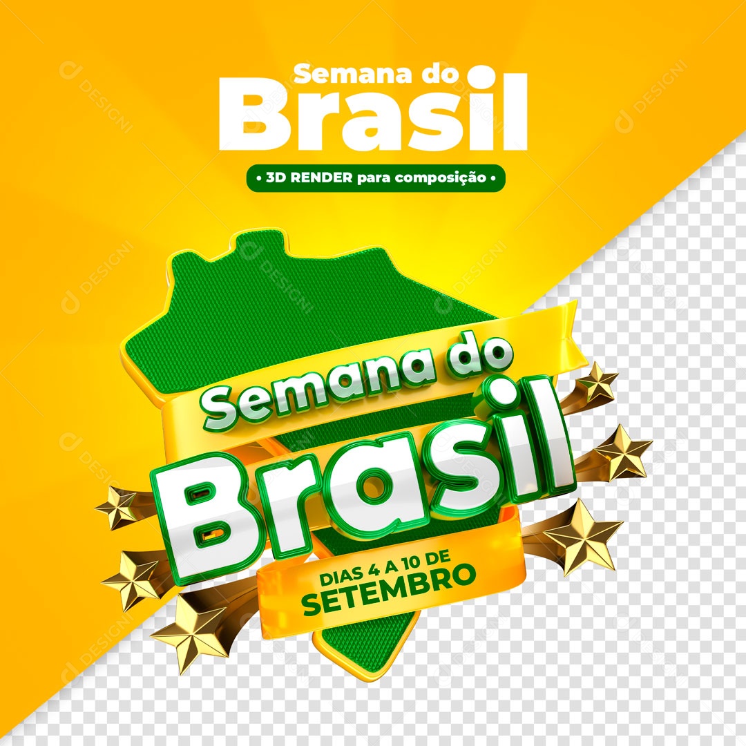 Selo 3D Para Compoisção Semana Do Brasil Setembro PSD
