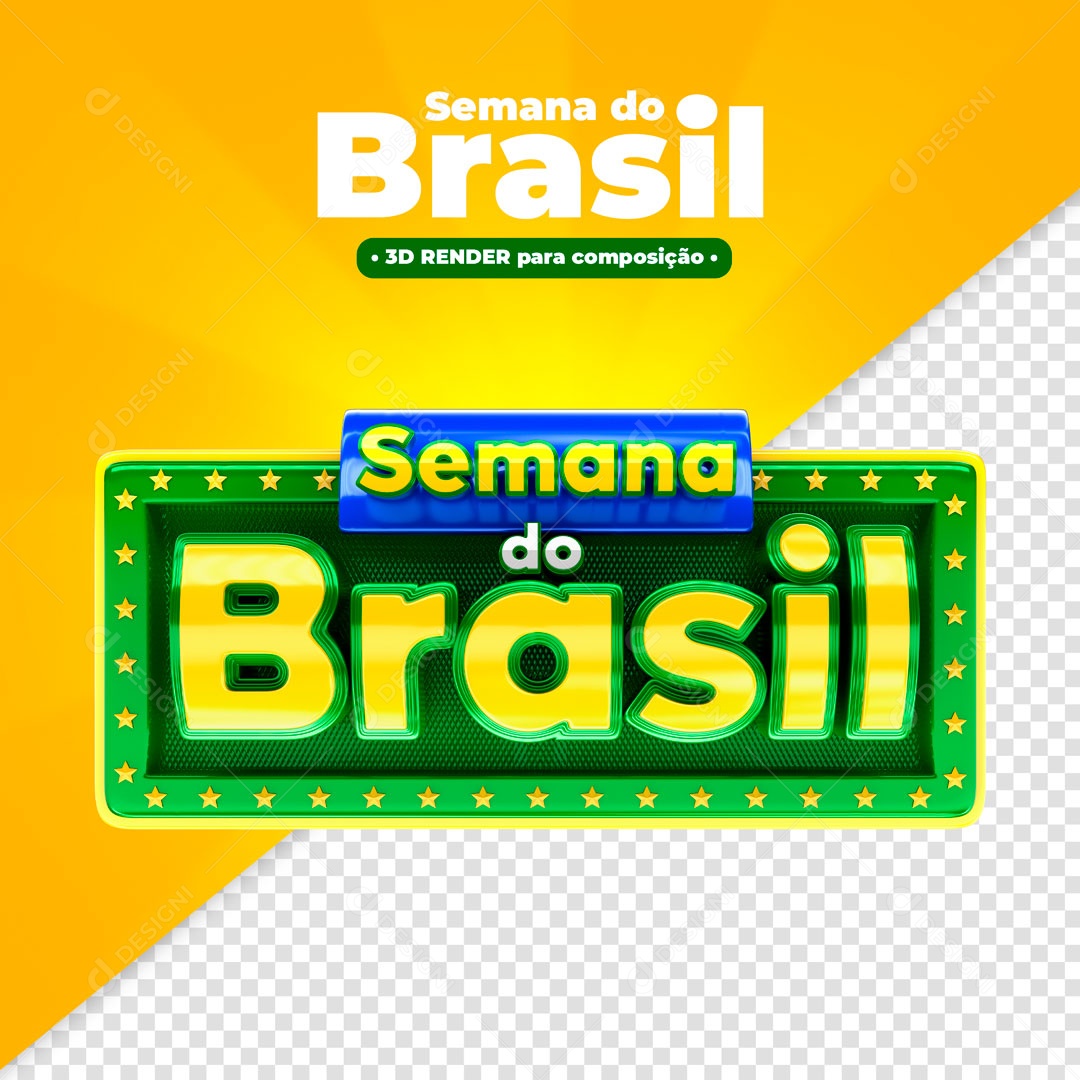 Selo 3D Para Compoisção Semana Do Brasil Setembro PSD