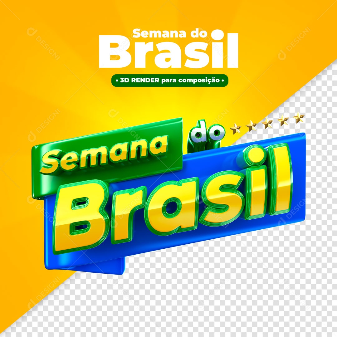Selo 3D Para Compoisção Semana Do Brasil Setembro PSD