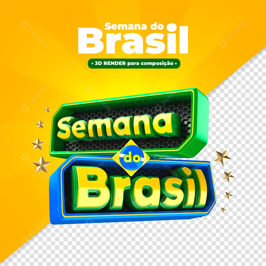 Selo 3D Para Compoisção Semana Do Brasil Setembro PSD