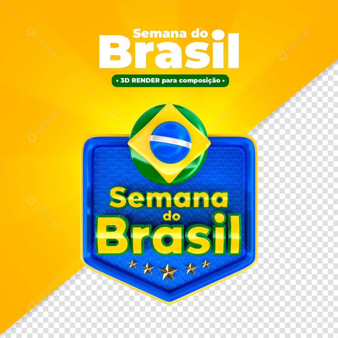 Selo 3D Para Compoisção Semana Do Brasil Setembro PSD