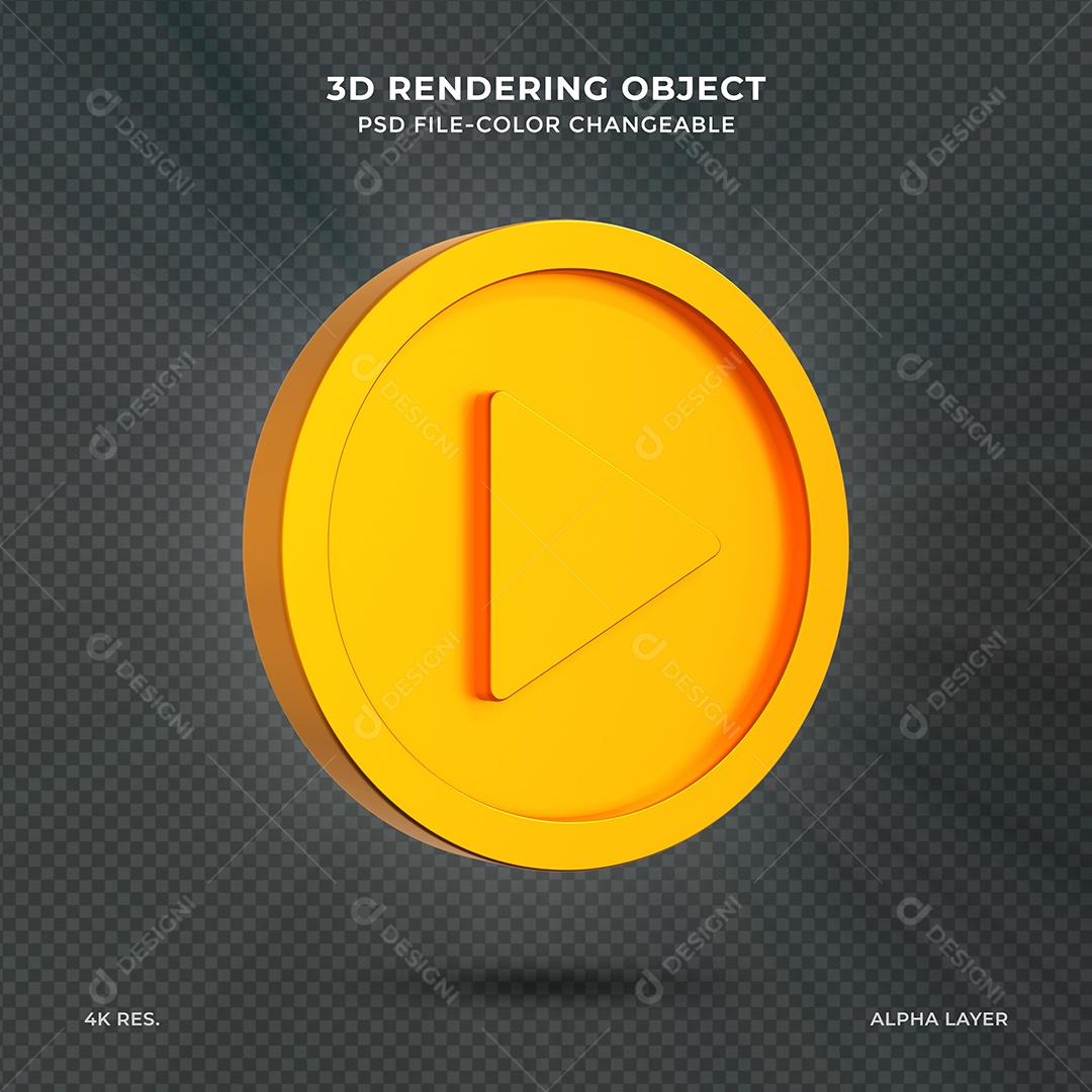 Elemento 3D Sinal de botão de reprodução para composição PSD