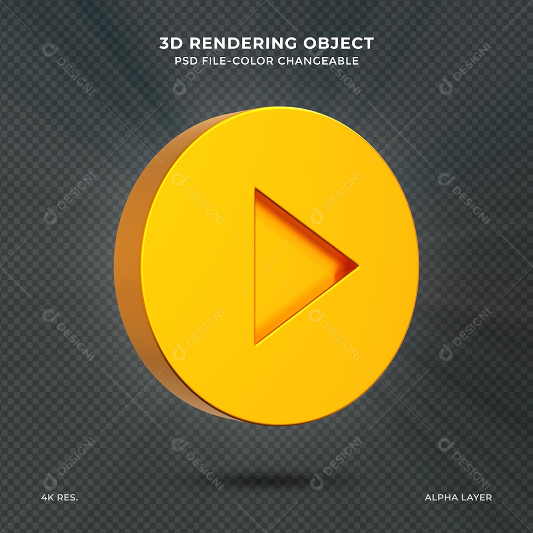 Sinal de botão de reprodução Elemento 3D para composição PSD