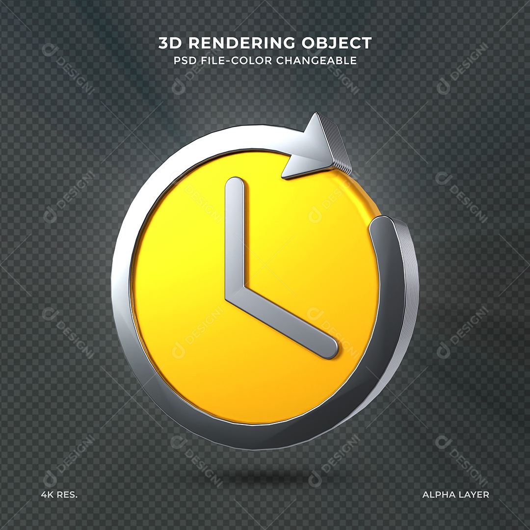 Reiniciar Elemento 3D Amarelo para composição PSD