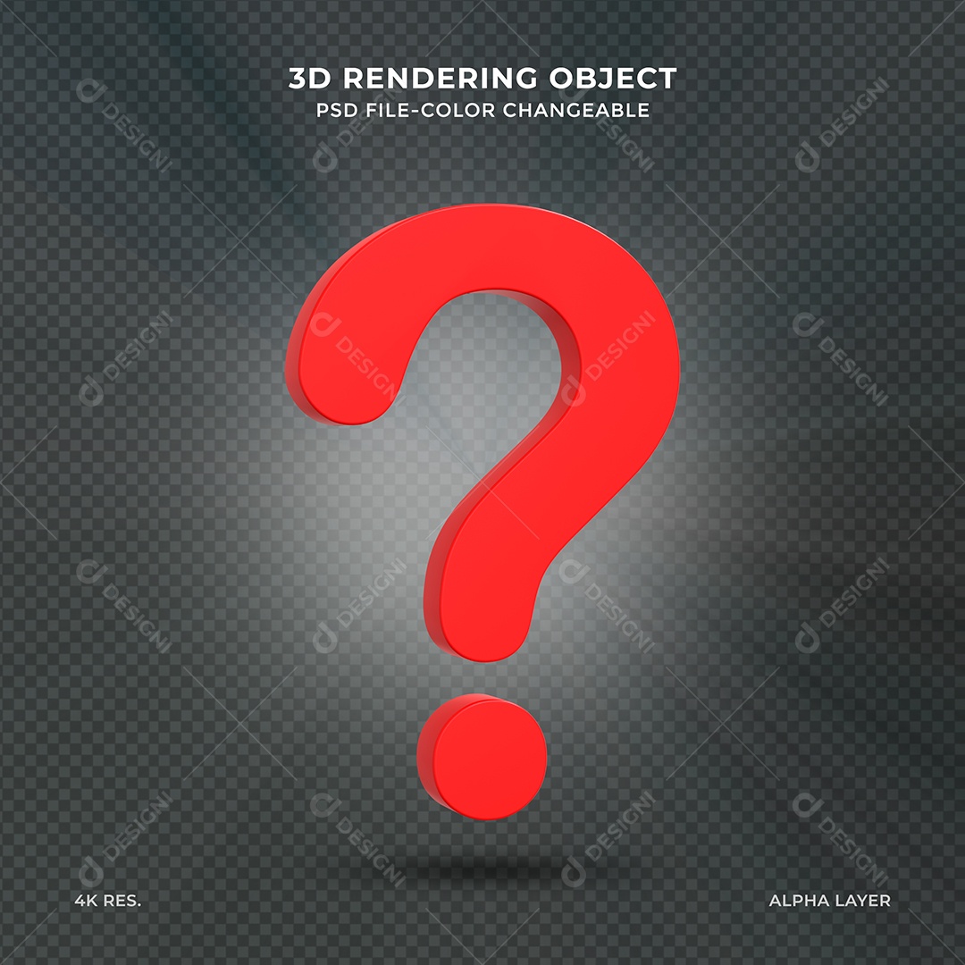 Símbolo de ponto de interrogação vermelho Elemento para Composição PSD
