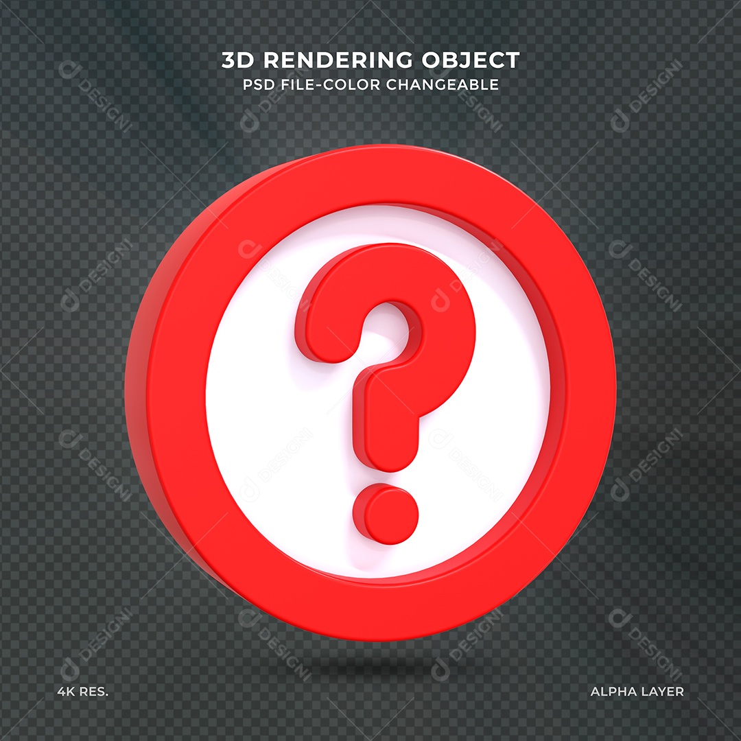 Símbolo de ponto de interrogação vermelho e branco Elemento para composição PSD