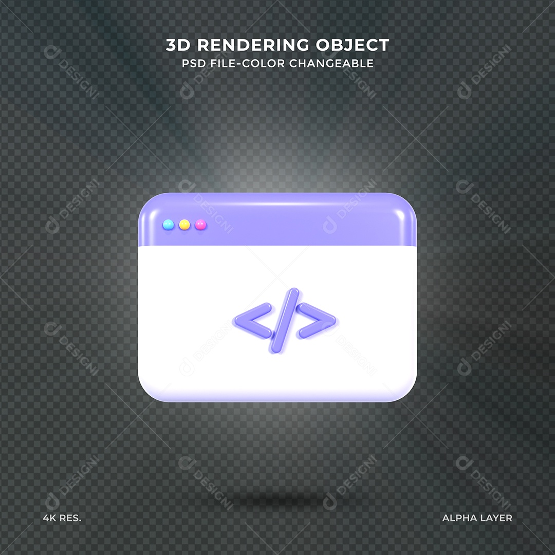Ícone de codificação ou símbolo de programação Ilustração 3D PSD