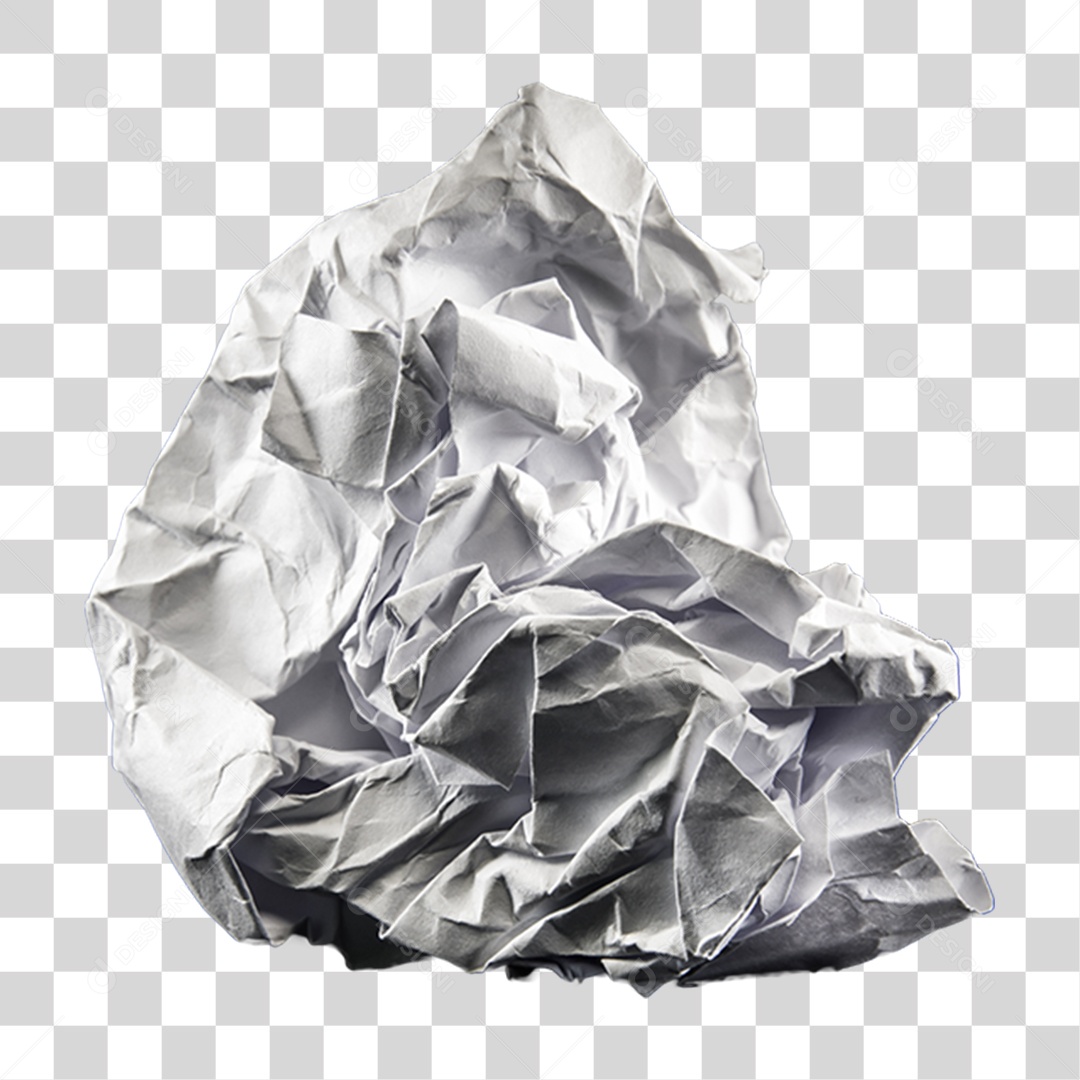 Elemento 3D Papel Amassado Para Composição PNG Transparente