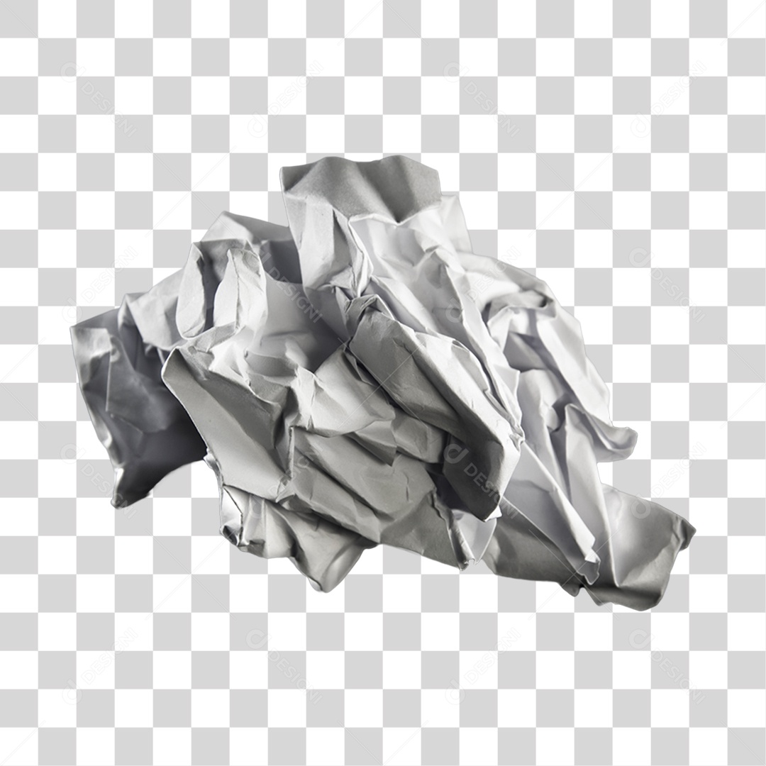 Elemento 3D Papel Amassado Para Composição PNG Transparente