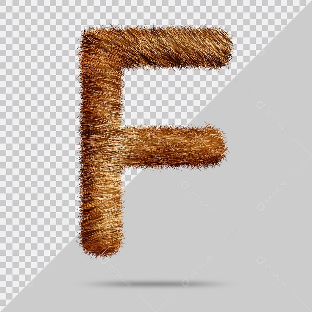 Letra F Maiúsculas Texturizada Pelo Marrom Ilustração 3D PSD