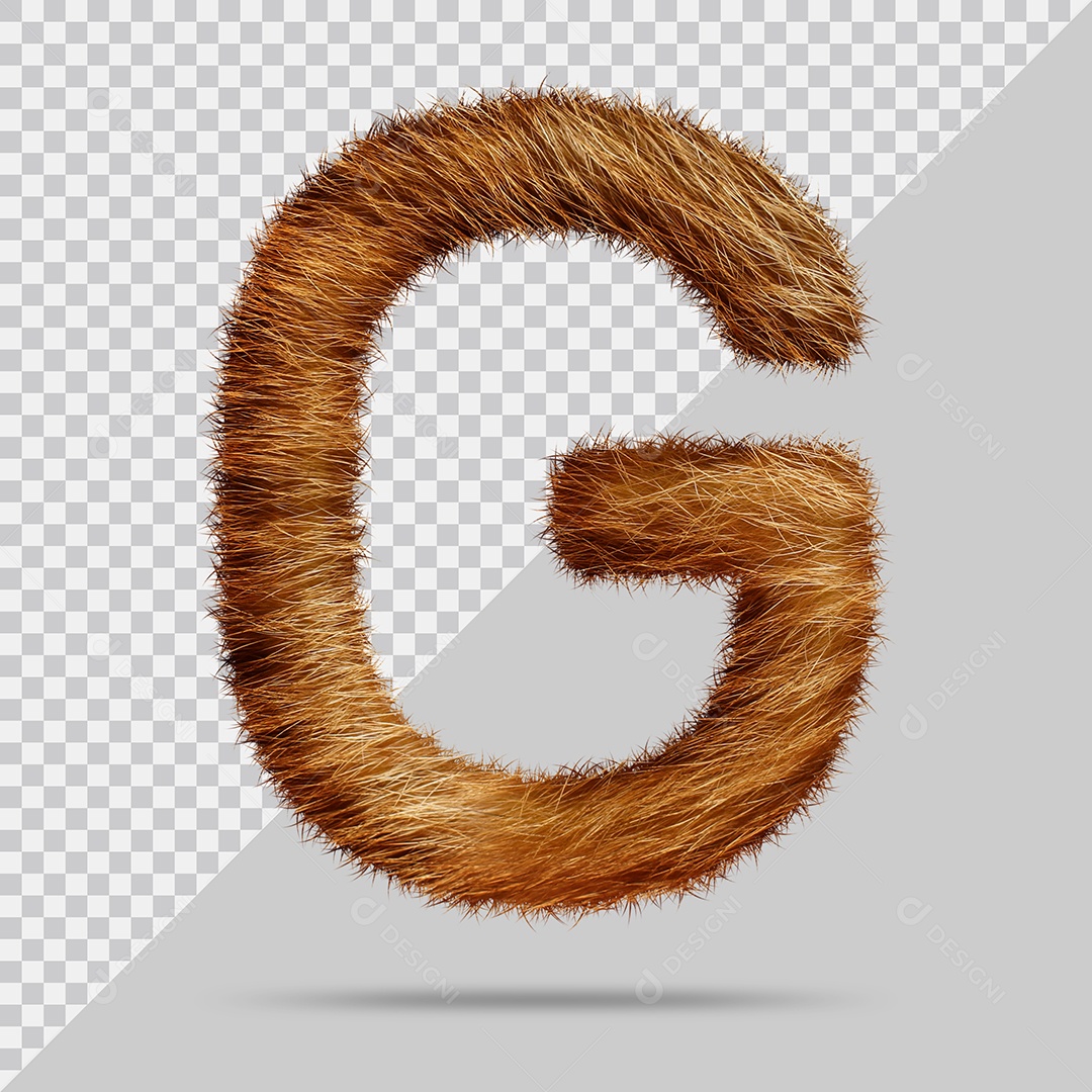 Letra G Maiúsculas Texturizada Pelo Marrom Ilustração 3D PSD
