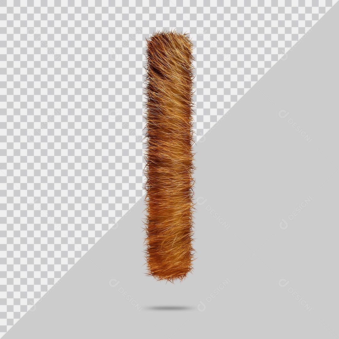 Letra I Maiúsculas Texturizada Pelo Marrom Ilustração 3D PSD