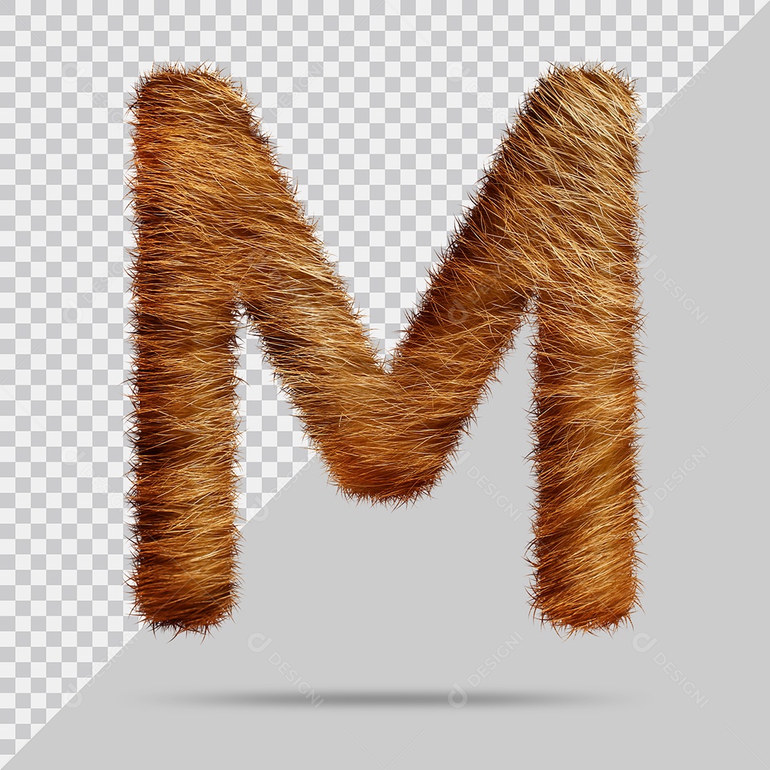 Letra M Maiúsculas Texturizada Pelo Marrom Ilustração 3D PSD