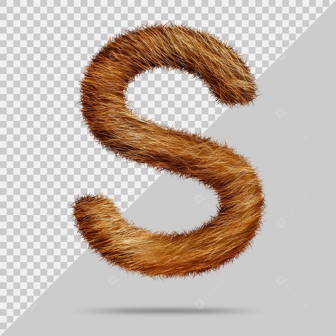 Letra S Maiúsculas Texturizada Pelo Marrom Ilustração 3D PSD