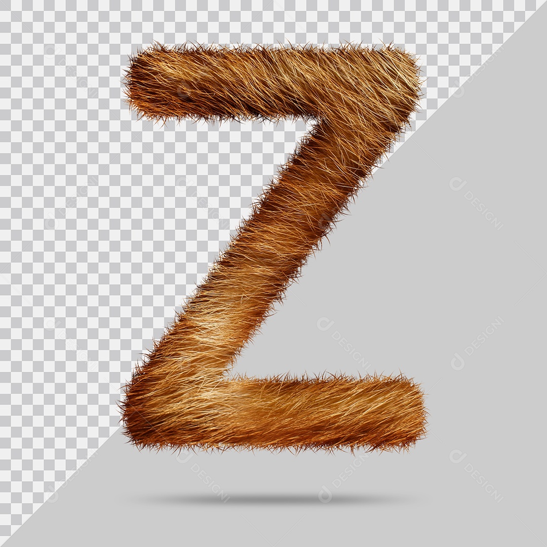 Letra Z Maiúsculas Texturizada Pelo Marrom Ilustração 3D PSD