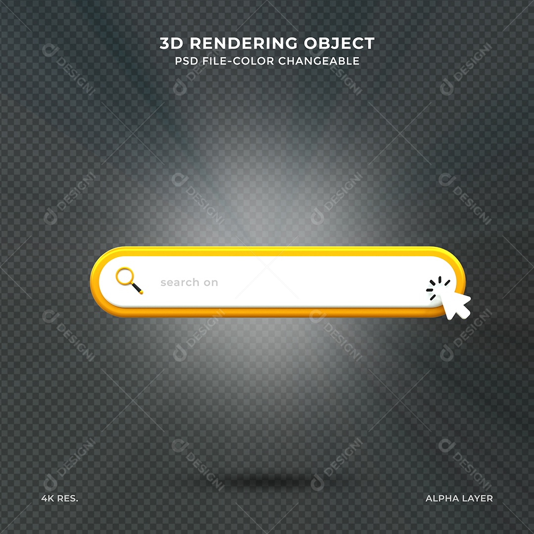 Barra de Pesquisar de navegador Elemento 3D para Composição PSD