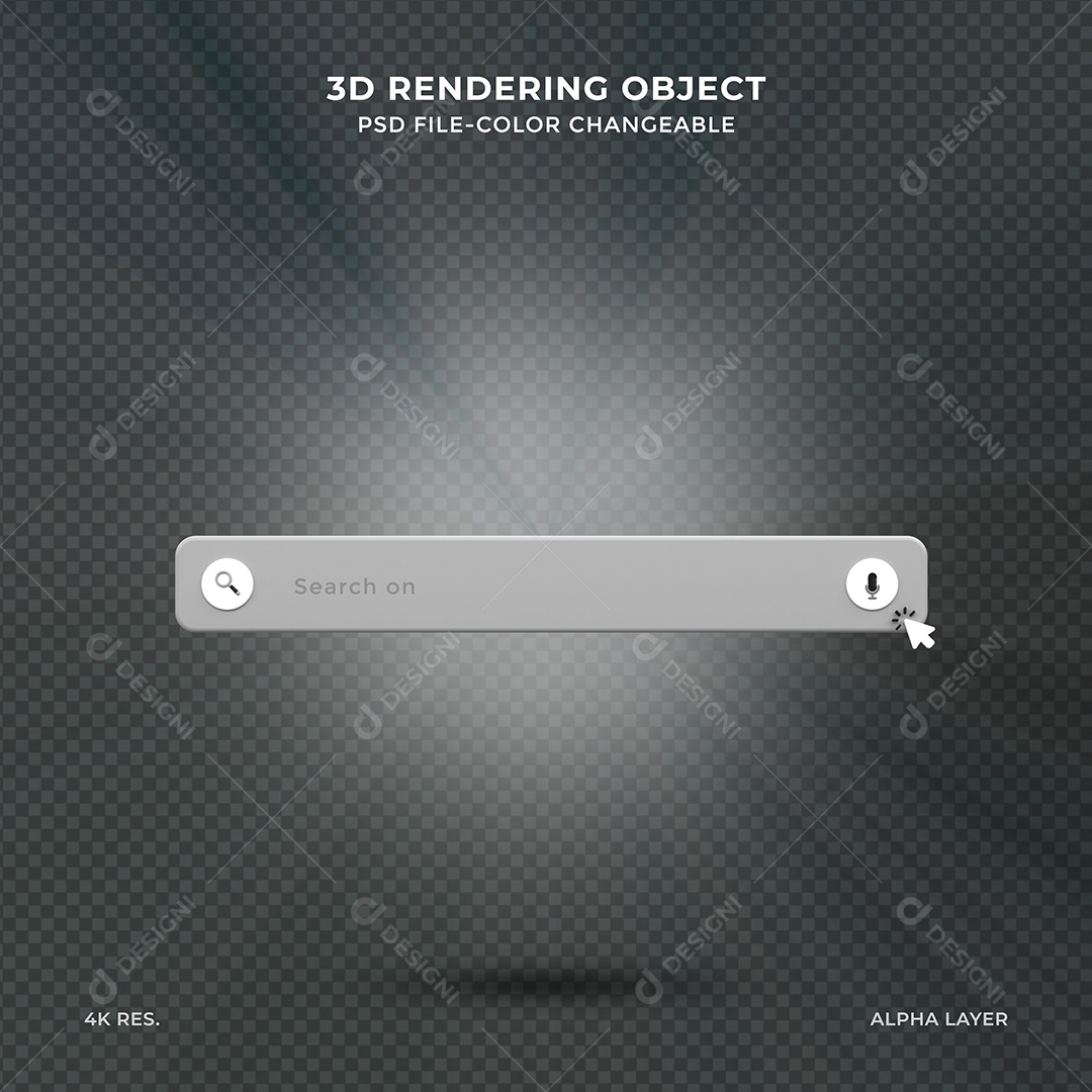Barra de Pesquisar de navegador cinza Elemento 3D para Composição PSD