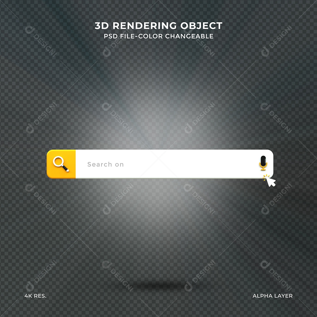 Barra de Pesquisar de navegador Elemento 3D para Composição PSD
