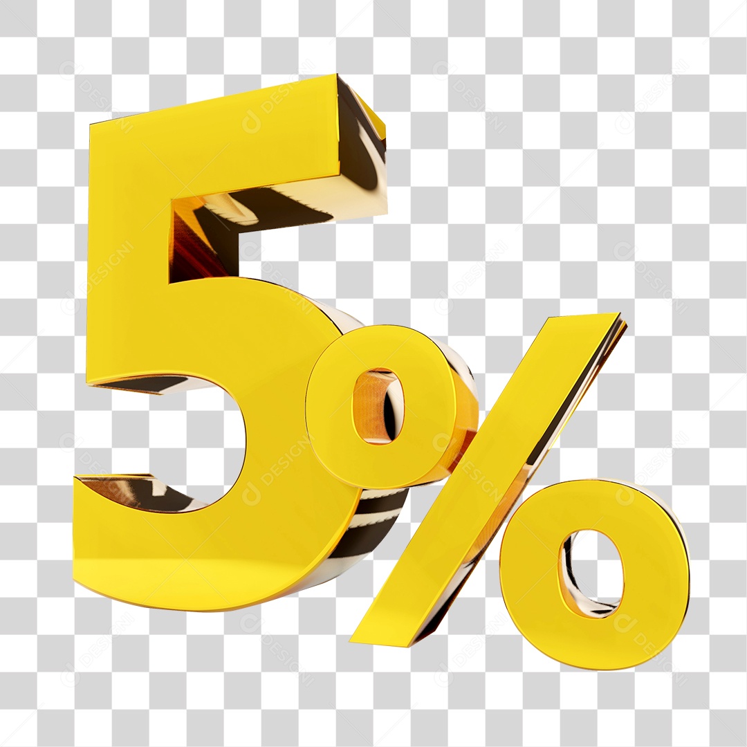 Elemento 3D Porcentagem 5% Para Composição PNG Transparente