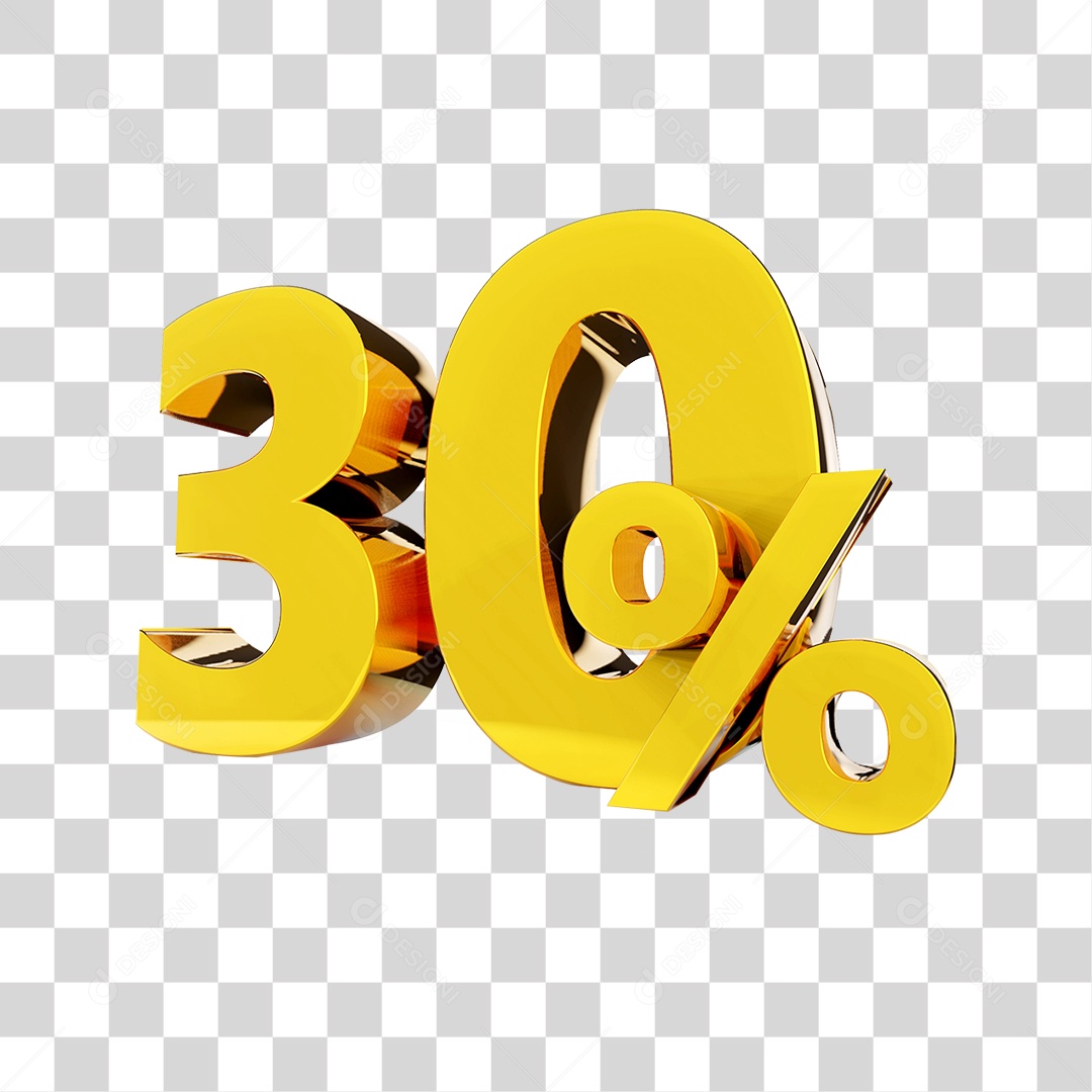 Elemento 3D Porcentagem 30% Para Composição PNG Transparente