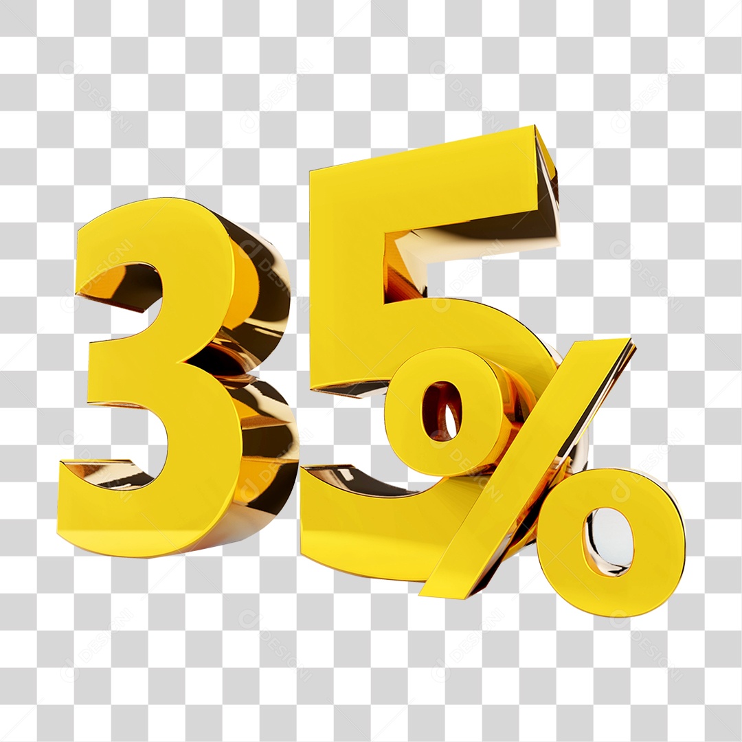 Elemento 3D Porcentagem 35% Para Composição PNG Transparente