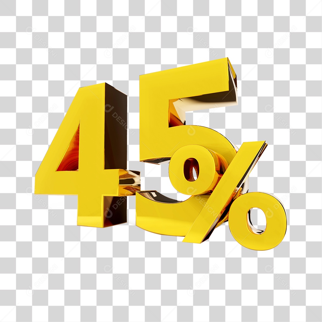 Elemento 3D Porcentagem 45% Para Composição PNG Transparente