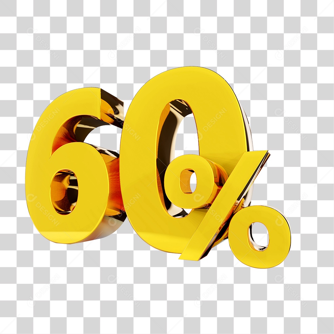 Elemento 3D Porcentagem 60% Para Composição PNG Transparente